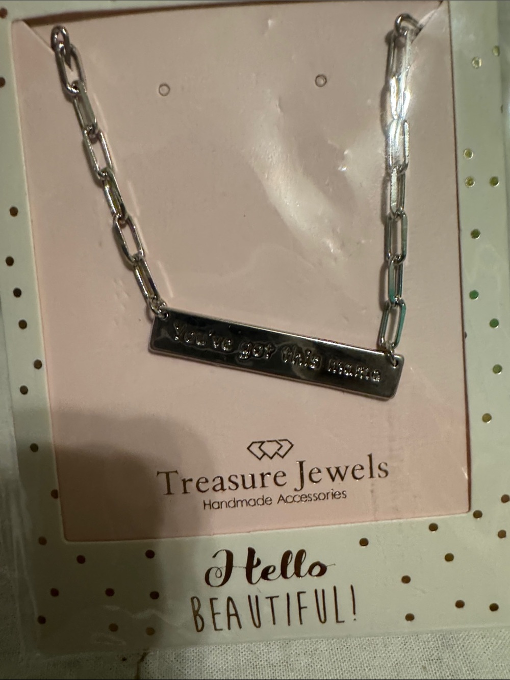 Treasure Jewels Silver Bar Necklace - 'Hello Beautiful' Giftable Piece